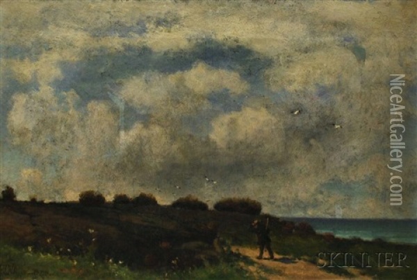 Windy Day, Normandy Coast Oil Painting - Frederick Dickinson Williams