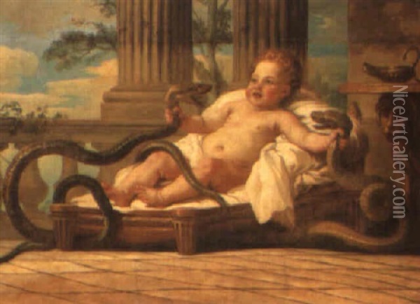 Hercules Killing The Snakes Oil Painting - Carle van Loo