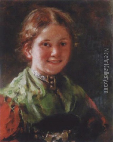 Madchenbildnis Oil Painting - Emma (Edle von Seehof) Mueller
