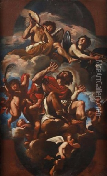 L'apotheose De Saint Chrysogone, Dans Un Encadrement Cintre Oil Painting -  Guercino