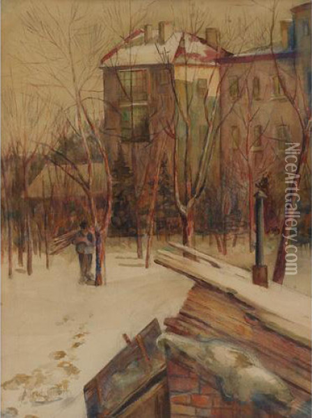Winter Scene Oil Painting - Alfred Juergens