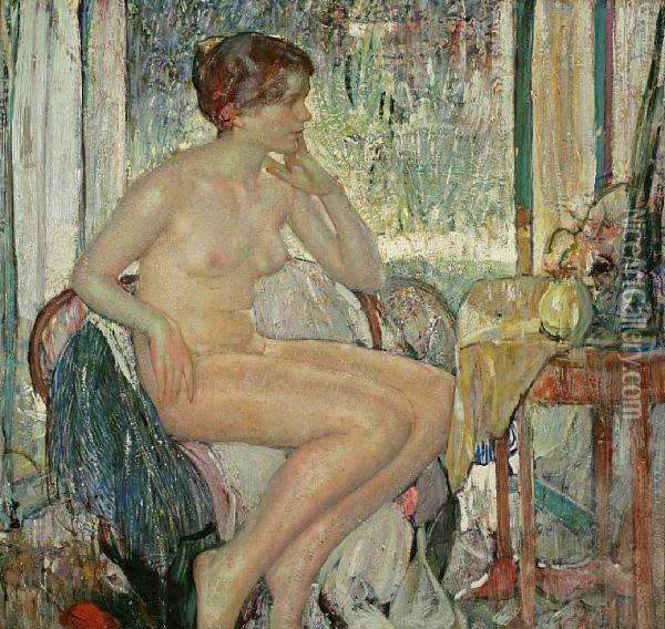 Seated Nude Oil Painting - Richard Emile Miller