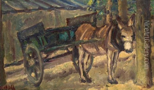 L'ane Attele Oil Painting - Efraim (Mandel) Mandelbaum