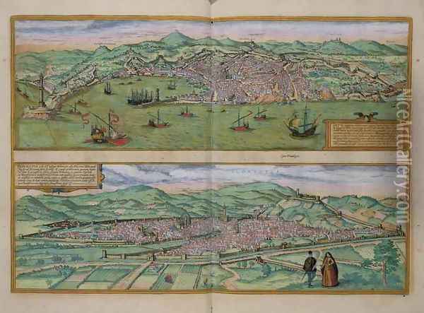 Map of Genoa and Florence from Civitates Orbis Terrarum Oil Painting - Joris Hoefnagel