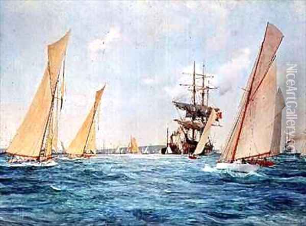 A Yacht Race Oil Painting - Charles Edward Dixon