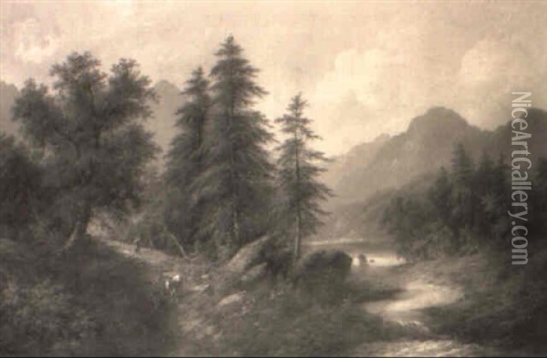 Alpine Waldlandschaft Oil Painting - Edouard Boehm