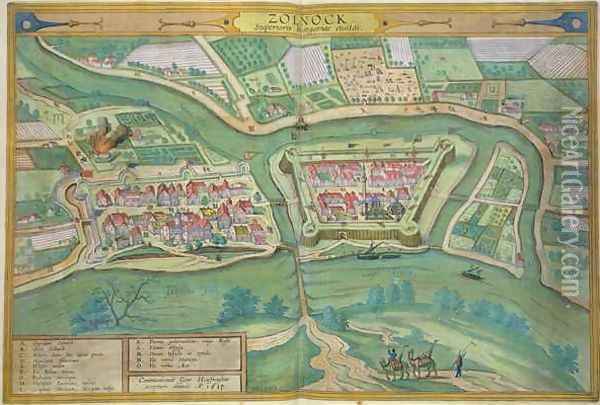 Map of Szolnok from Civitates Orbis Terrarum Oil Painting - Joris Hoefnagel