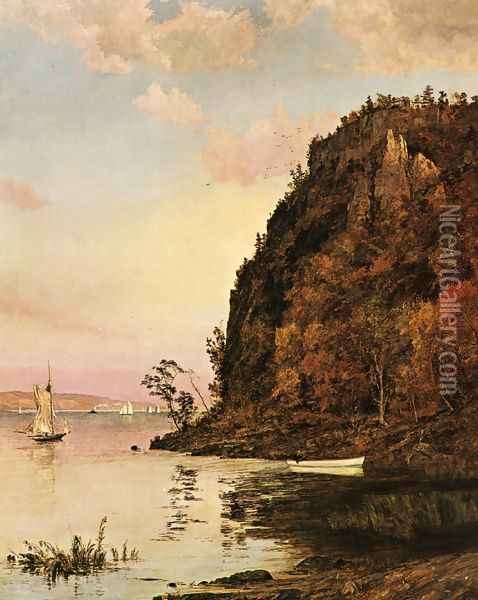 Under the Palisades, in October Oil Painting - Jasper Francis Cropsey
