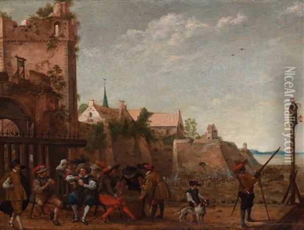 Merry Company By The Ramparts Of Utrecht Oil Painting - Adam Willaerts