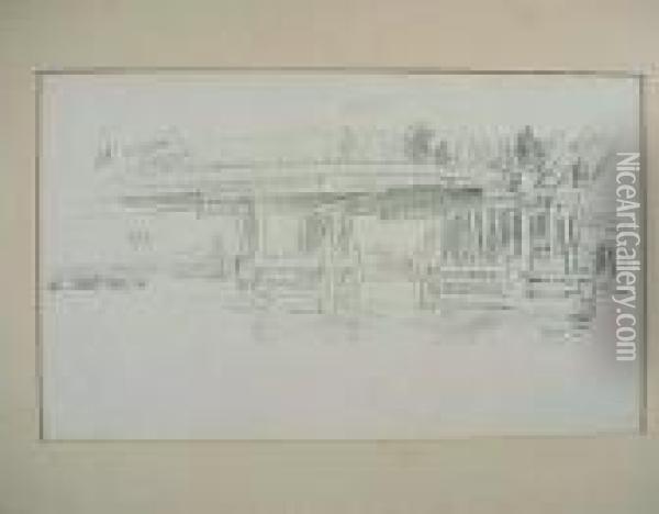 Old Battersea Bridge (way 12; Levy 24; Spink 18) Oil Painting - James Abbott McNeill Whistler