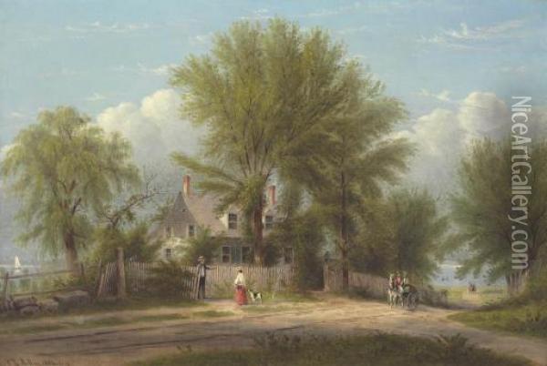 Hapelyea House, A Long Island Homestead Oil Painting - William Rickarby Miller