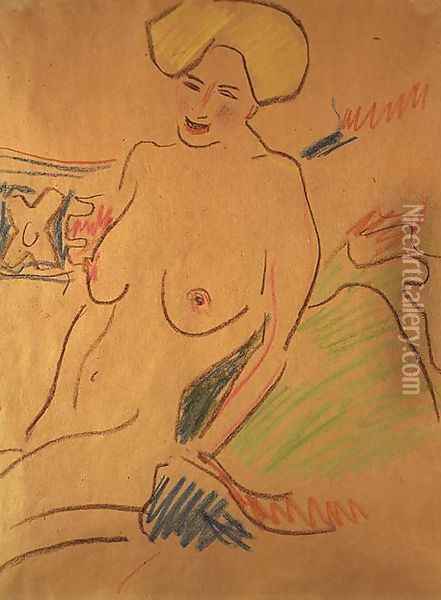 Seated Nude Oil Painting - Ernst Ludwig Kirchner