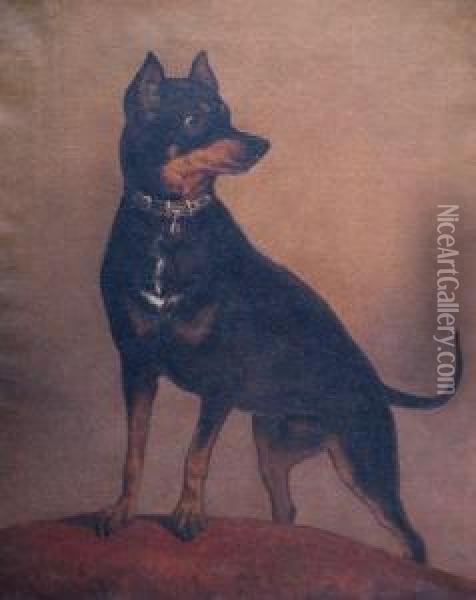 Manchester Terrier Oil Painting - Henry Collins Bispham