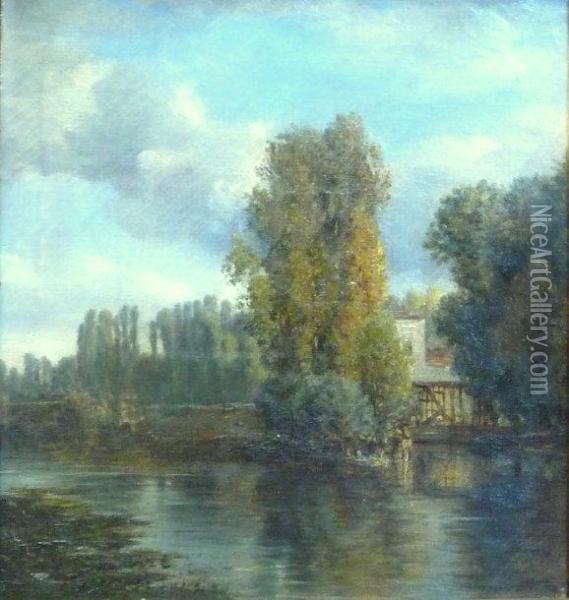 Bord De Riviere Oil Painting - Emile Charles Lambinet