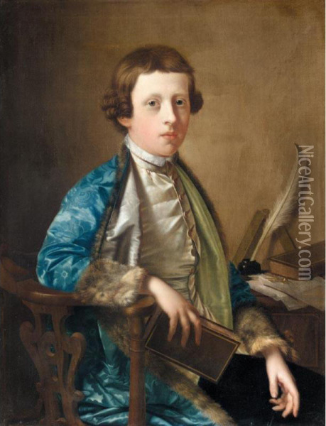 Portrait Of A Boy, Probably John Wolffe (1743-1758) Oil Painting - Giles Hussey