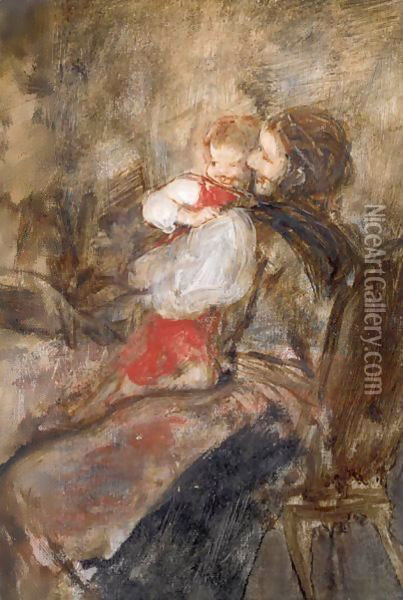 Mother And Child Oil Painting - Nicholas Gysis