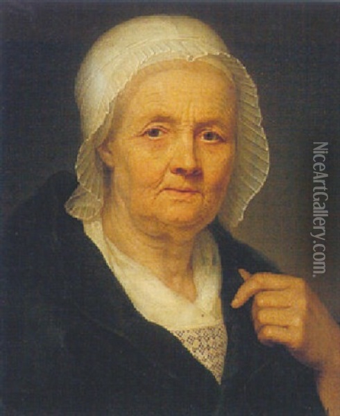 Portrait Of An Old Lady Oil Painting - Balthazar Denner