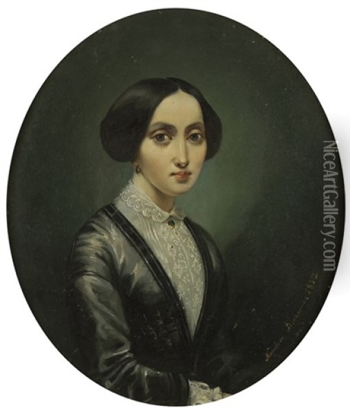 Portrait D'une Noble Oil Painting - Napoleon Illakowicz