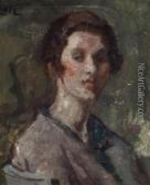 Portrait De Femme Oil Painting - Georges dEspagnat