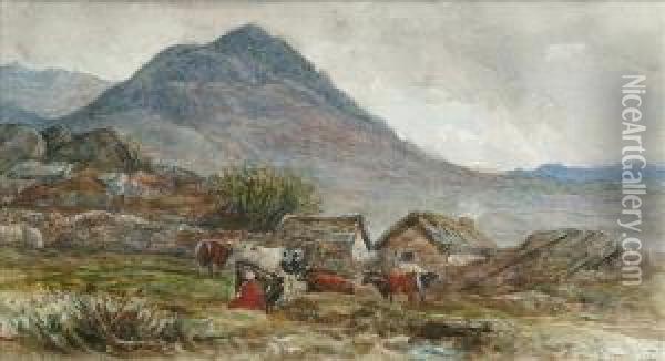 Near Capel Curig,north Wales Oil Painting - James Orrock
