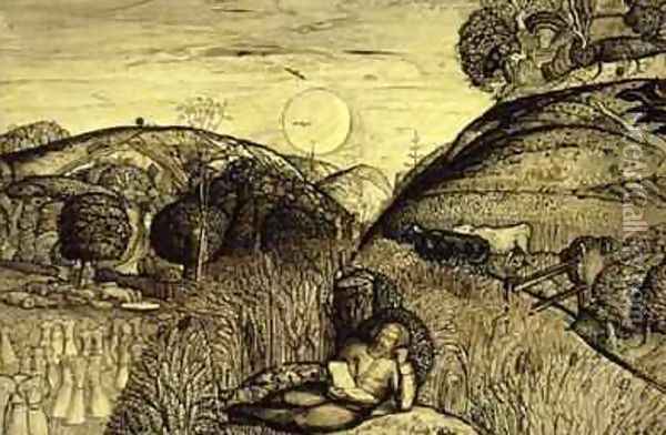 Valley Thick with Corn Oil Painting - Samuel Palmer