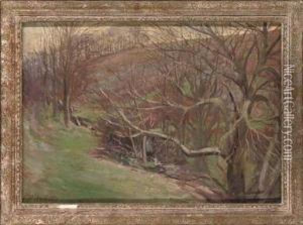 Trees By The Brook Oil Painting - Harry Phelan Gibb