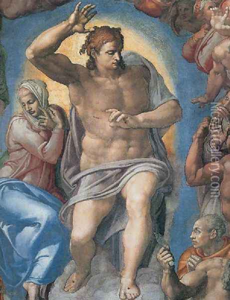 Last Judgement Christ The Judge Oil Painting - Michelangelo Buonarroti