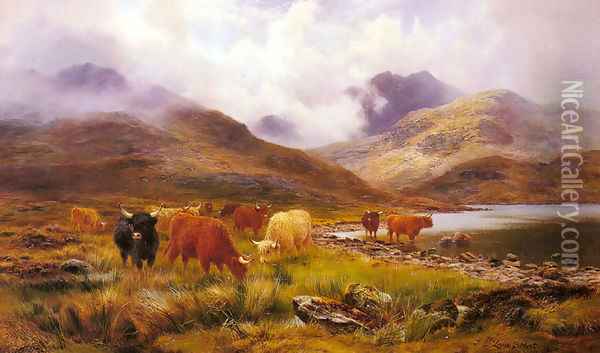 A Misty Day in the Highlands Oil Painting - Louis Bosworth Hurt