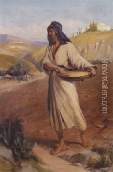 Beduin I Orkenlandskab Oil Painting - Walter Jenks Morgan