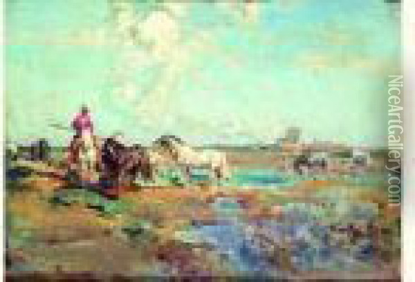 Paysage De Camargue Oil Painting - Henri Julien Rousseau