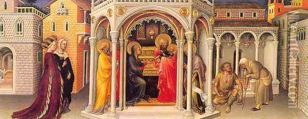 The Presentation in the Temple, from the predella of the altarpiece in the Stozzi Chapel at the Church of Santa Trinità in Florence 1423 Oil Painting - Gentile Da Fabriano