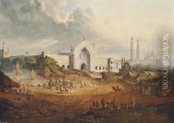 The Muharram Procession To The Great Imambara, Lucknow Oil Painting - Robert, Colonel Smith