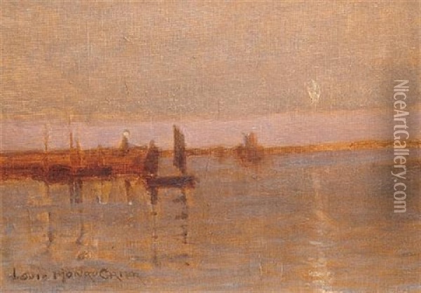St. Ives Harbour (+ Moonlight St. Ives Harbour; Pair) Oil Painting - Louis Monro Grier