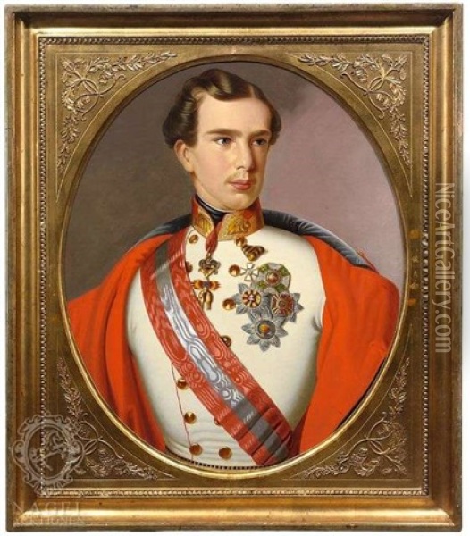 Kaiser Franz Joseph I. Von Osterreich Als Junger Mann In Uniform Oil Painting - Anton Einsle