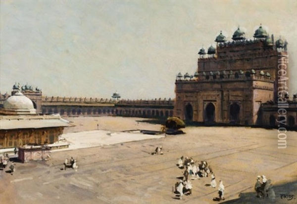Indien. Fatehpur-sikri, Grab Des Scheichs Salim Chishti Oil Painting - Erich Kips