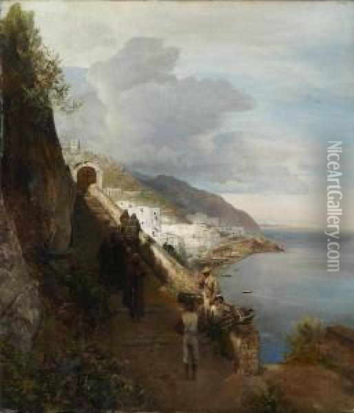 Amalfi - Am Aufgang Zum Convento Dei Cappuccini. Oil Painting - Oswald Achenbach