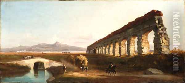 A Roman aqueduct Oil Painting - Vincenzo Giovannini