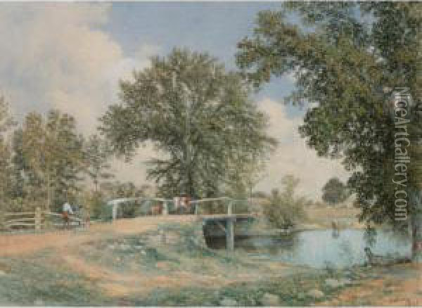 Summer Afternoon Oil Painting - John William Hill