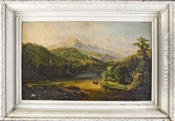 The River Through The Mountainous Terrain Oil Painting - Augustus (Karl) Weidenbach