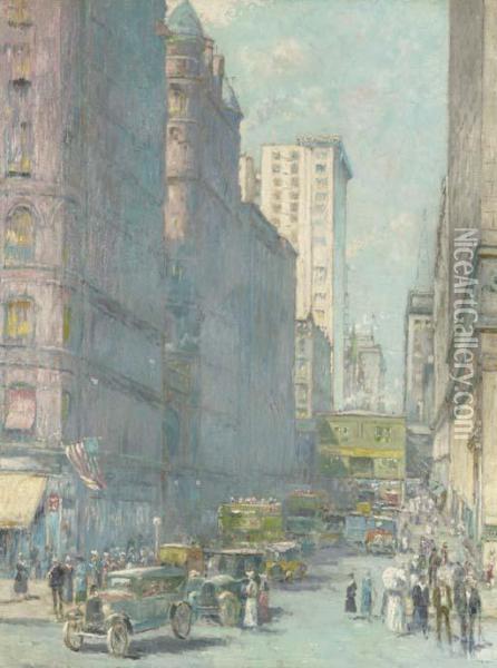 In The Loop, Chicago Oil Painting - William Clusmann