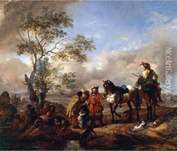 The Halt At The Gypsy Camp Oil Painting - Pieter Wouwermans or Wouwerman