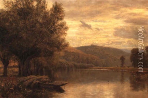 Basildon Ferry, Near Pangbourne Oil Painting - George Vicat Cole
