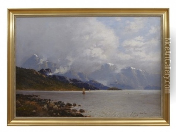 Fjordlandskap Oil Painting - Johann Jungblut