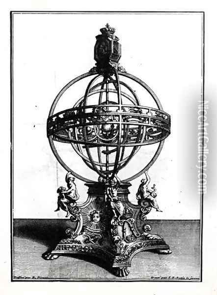 An Armillary Sphere of the Copernican System, engraved by Gerard Jean Baptiste Scotin 1671-1716 Oil Painting - Bernard Picart