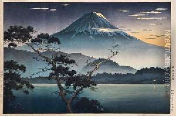 Mt Fuji Fromlake Saiko Oil Painting - Tsuchiya Koitsu