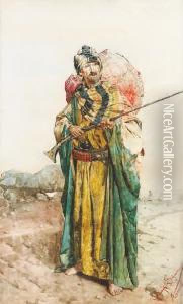 Guerrier Arabe Oil Painting - Guiseppe Signorini