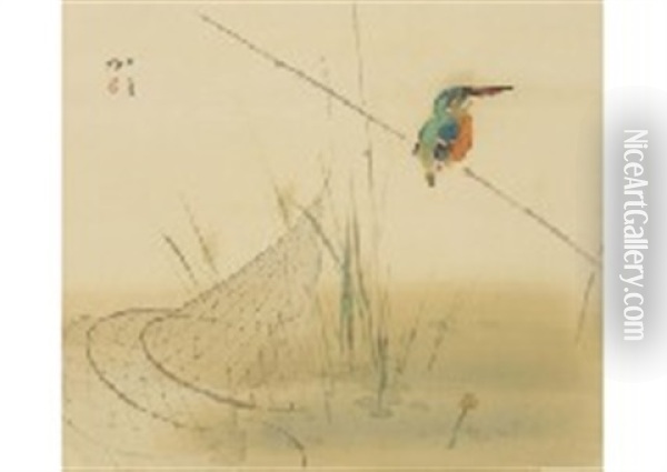 Waterside Landscape Oil Painting - Genjiro (Goun) Nishimura
