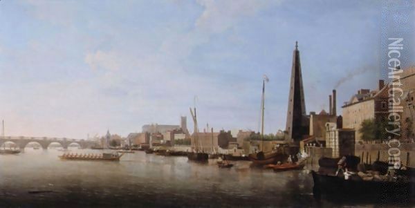 View Of The Thames At Westminster Oil Painting - Samuel Scott