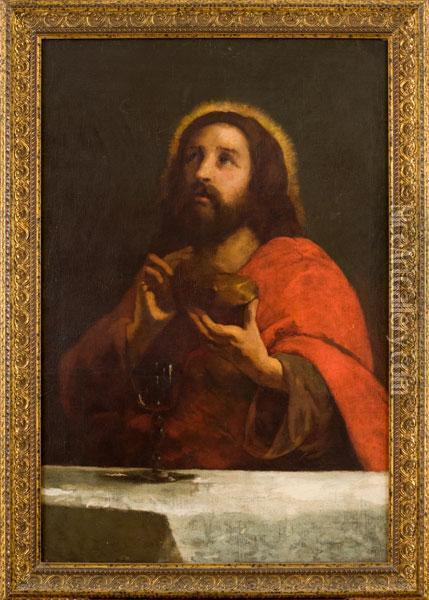 Cristo Benedice Il Pane Oil Painting - Giuseppe Alberti
