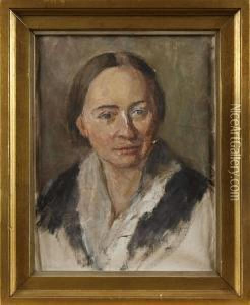 Portratt Av Forfattarinnan Ellen Key Oil Painting - Hanna Pauli